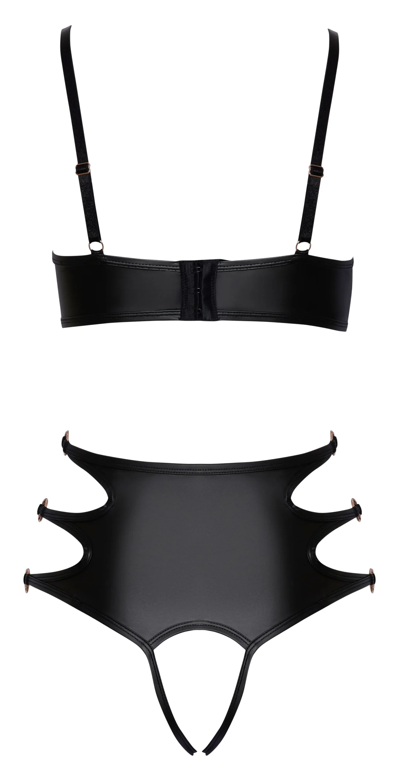 Cottelli LINGERIE – Soft Bra & Crotchless Panty Set – Zwart