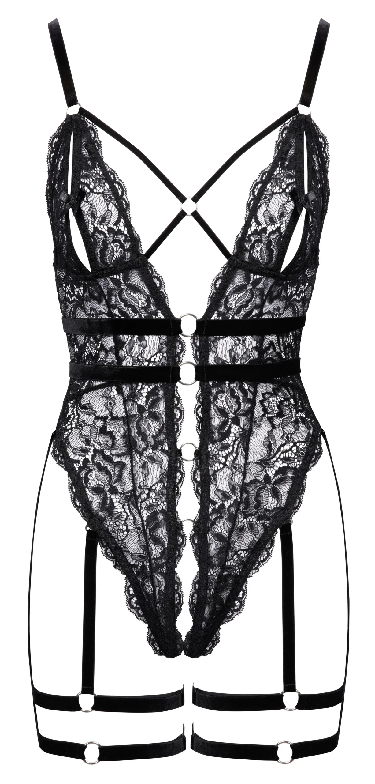 Cottelli LINGERIE – Crotchless String Body – Zwart