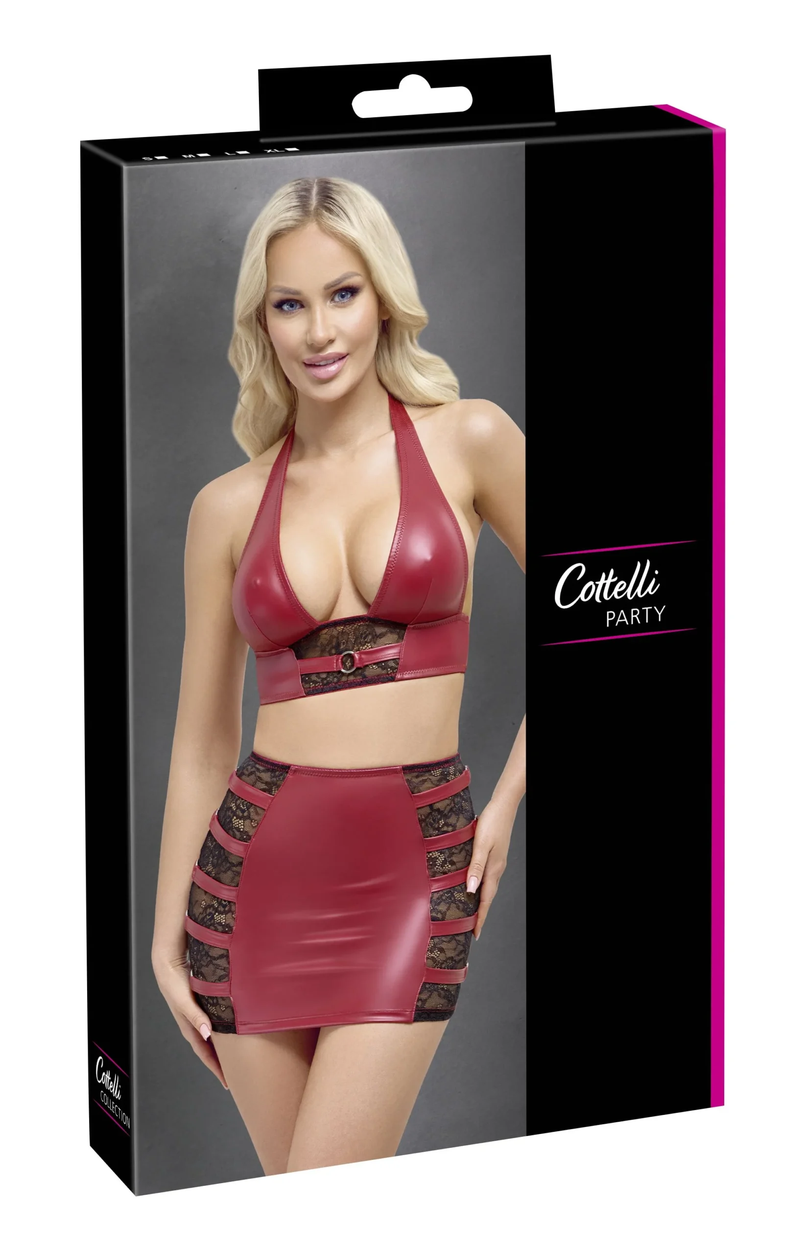 Cottelli PARTY – Crop Top & Mini Rok Set – Rood