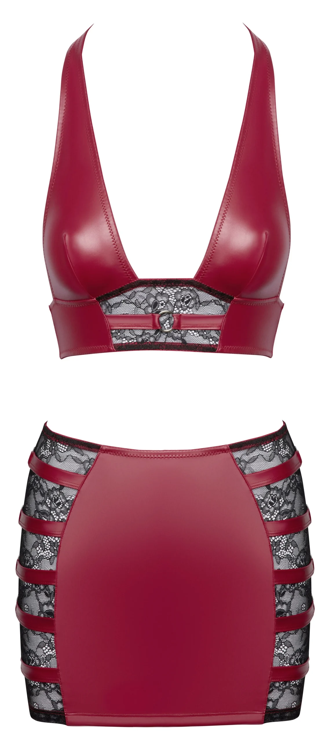 Cottelli PARTY – Crop Top & Mini Rok Set – Rood