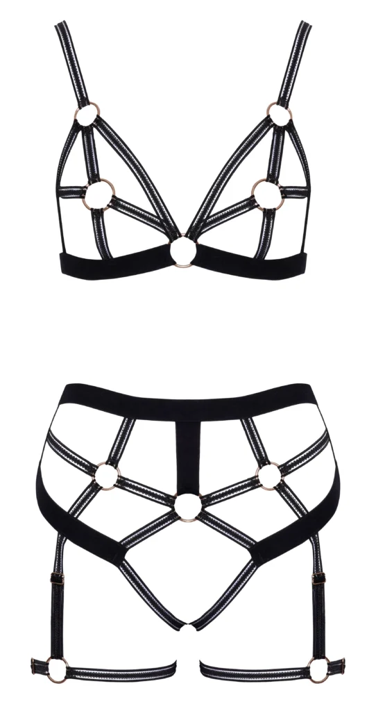 Cottelli LINGERIE – Ouvert Set Bh & Slip – Zwart