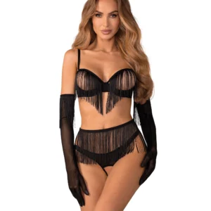 Obsessive - Rossay 4-delige Open Set - Zwart