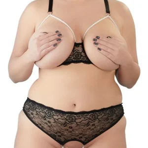 Pearl Lingerieset Met Open Cups En Kruis