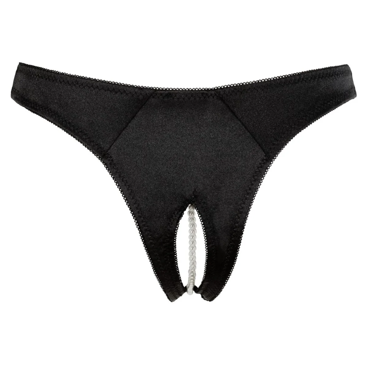 Cottelli Collection - Open Kruis String Met Parels - Zwart
