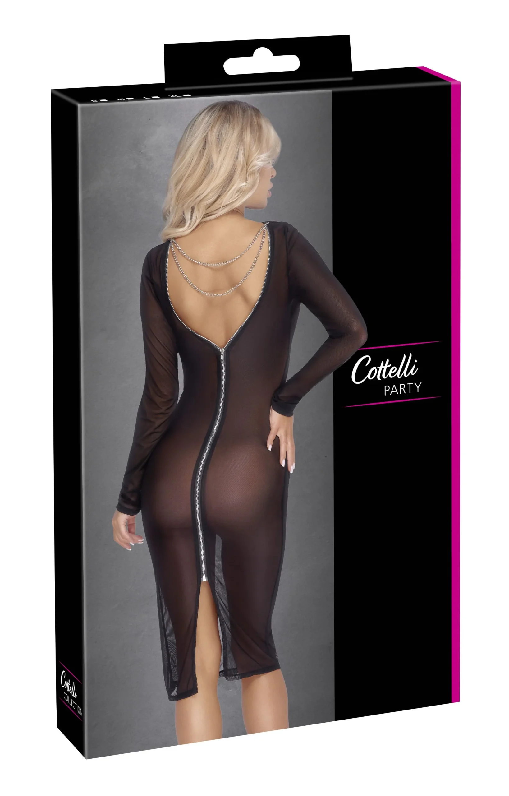 Cottelli Party - Transparante Jurk Met Lange Mouwen - Zwart
