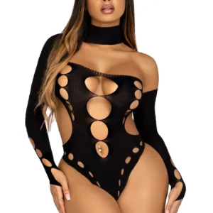 Asymmetrische Bodysuit met Open Rug - Zwart