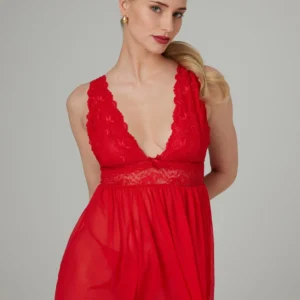 Christine - Babydoll & String Lieve - Rood
