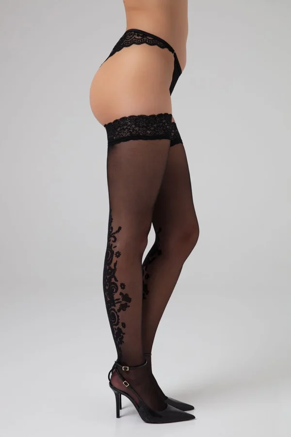 Christine - Luxe Stay up kousen Victorious - zwart