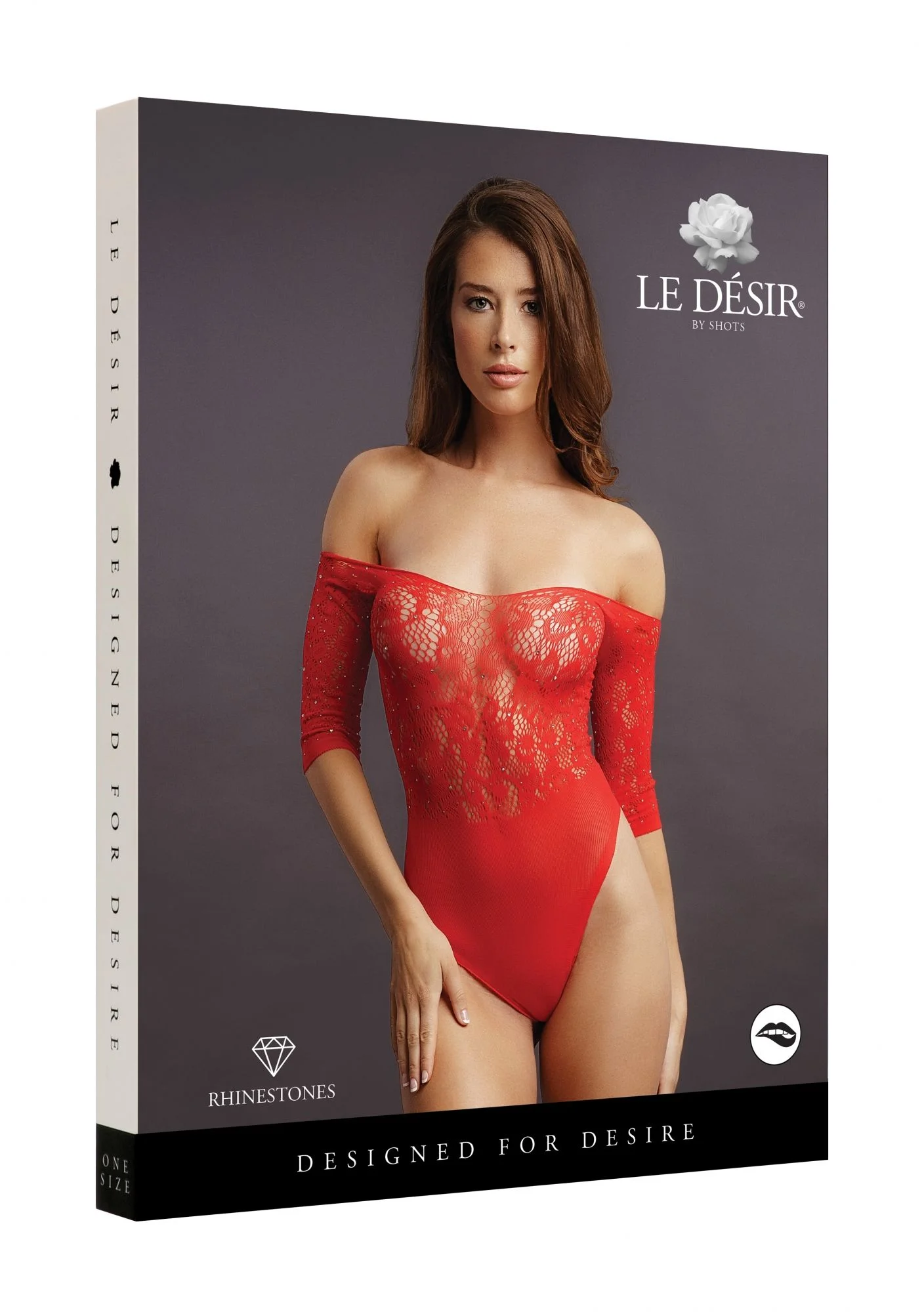 Kruisloze Rhinestone Teddy - Rood