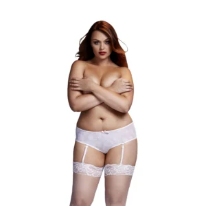 Baci Lingerie – ROSE Open Crotch Boyshort Panty – Wit XL