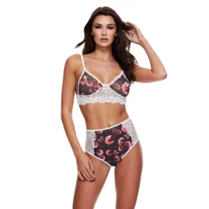 Baci Lingerie – GREY FLORAL & LACE Bh-Set – Wit