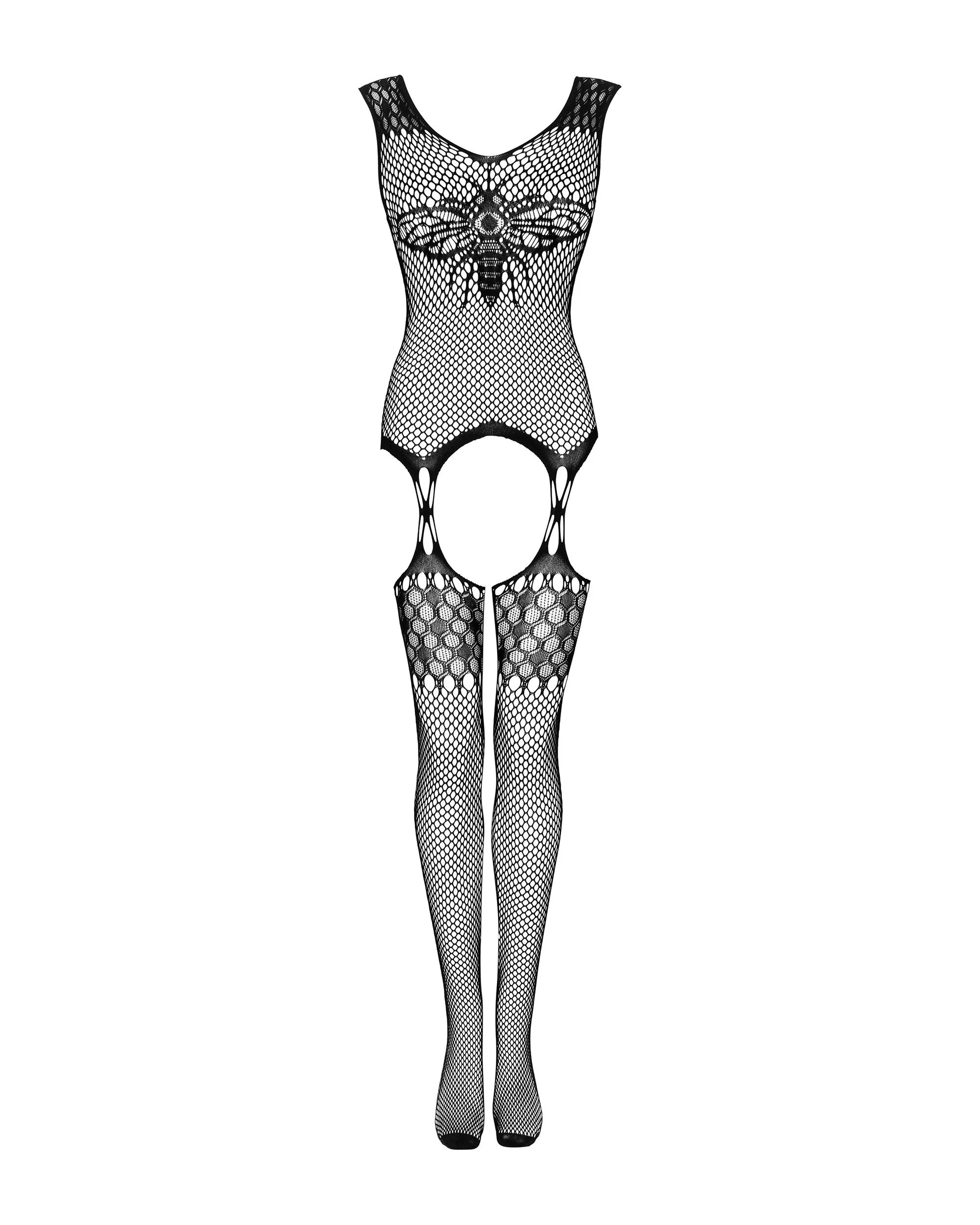 Vlinder Catsuit Met Jarretel Design - Zwart