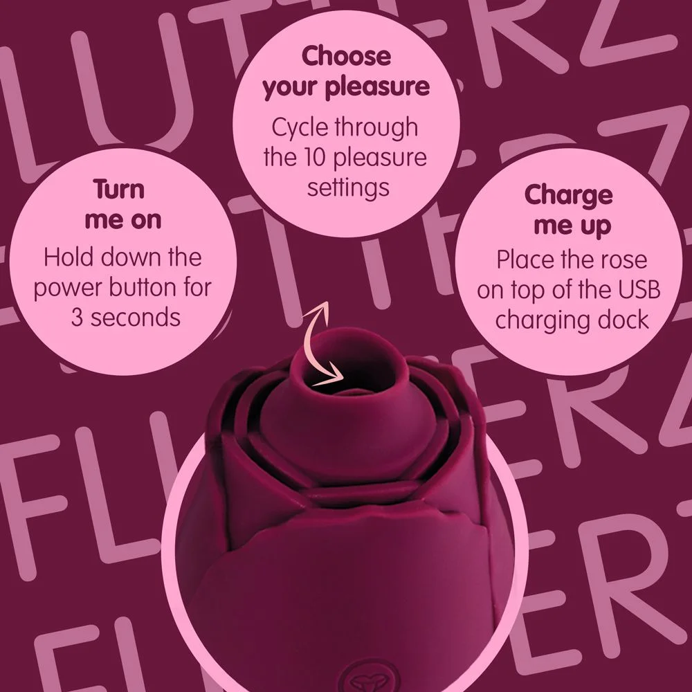 Skins Rose Buddies - The Rose Flutterz Vibrator - Wijnrood